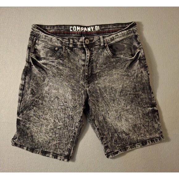 COMPANY 81 Jean Shorts Men’s 36x10.5 Acid Wash Black Cotton Denim Stretch - Picture 1 of 9